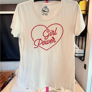 White and Red 'Girl Power' Tee size small